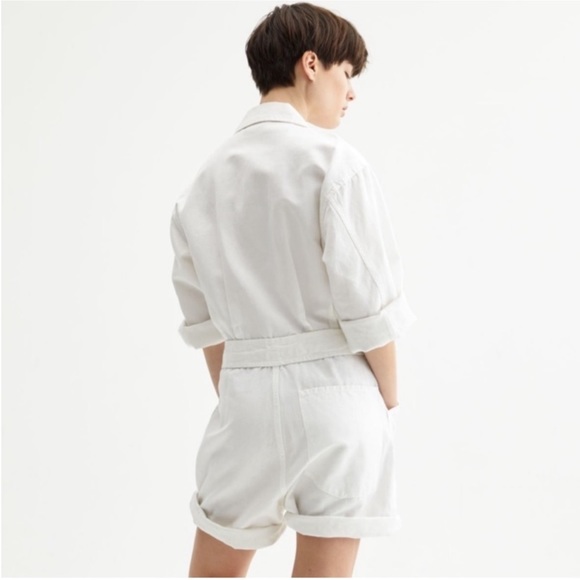 Nili Lotan Ariana White Tie Front Utility Belted Romper SZ S - Picture 2 of 5